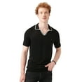 thumbnail image 3 of Avva Men's Regular Fit, Short Sleeve, Polo Neck, Sweater-Knitwear Plain T-Shirt, Medium, Black, 3 of 7