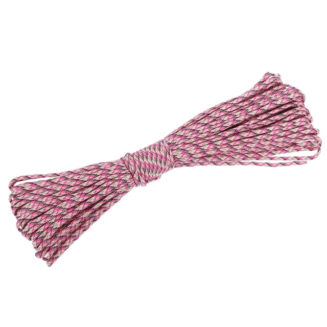 Polipropileno Cuerda Trenza Cordón 100 Pies/30M 7 Hilos Núcleo 0.2(5mm) Diámetro Claro Rosa y Negro para Interior Exterior Campamento Ropa Línea