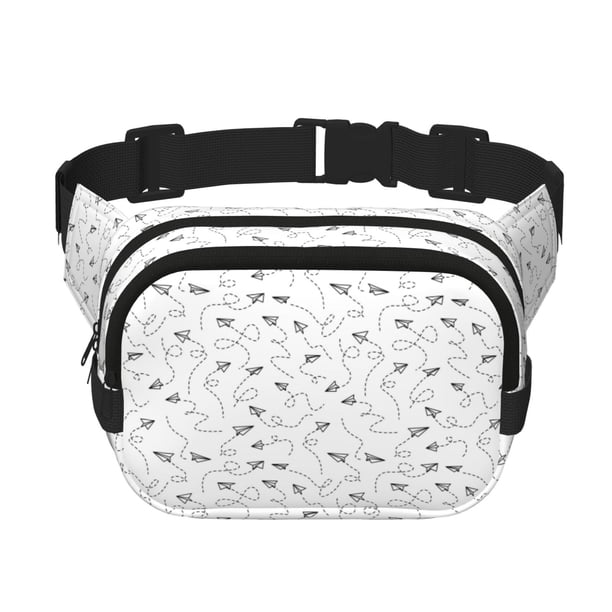 Fotbe Airplane Cangurera Cuadrada con Estampado de Doble Capa, Bolsa de Cintura Ajustable Mini para Hombres y Mujeres
