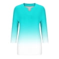 thumbnail image 5 of YUGYXL Plus Size Tshirts for Women 3/4 Sleeve Tshirts Gradient Color Baggy Shirts Casual V Neck Comfy Blouses Tops Dressy Lightweight Tees Mint Green XXL, 5 of 5