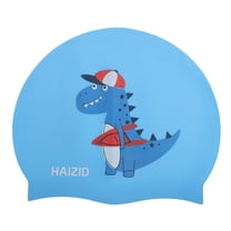 Unique Bargains 1 Pc Silicone Cartoon Dinosaur Swim Cap Lake Blue