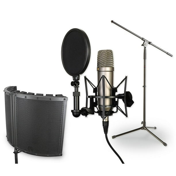 geïrriteerd raken veiligheid Tante RODE Rode Recording Microphone Package With NT1-A Condenser Microphone, SM6  Shockmount, Pop Filter, CAD VS1 Vocalshield, Boom Stand and 20' XLR Cable -  Walmart.com