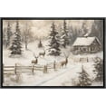 thumbnail image 4 of IDEA4WALL Framed Canvas Art Wall Decor Painting Cozy Cabin and Deer in Winter Forest Rustic Snowy Landscape Fine Art Vintage Retro Chic for Dorm Home Office - 16"x24" Black, 4 of 5