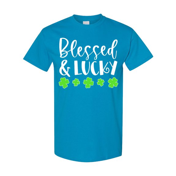 Inktastic Blessed and Lucky 4 Leaf Clovers St. Patrick's Day T-Shirt