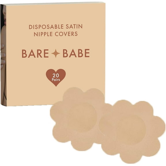40 Pieces Satin Nipple Pasties - Hypoallergenic, Disposable, Adhesive Breast Pasties - Nude Nipple Covers No-Show