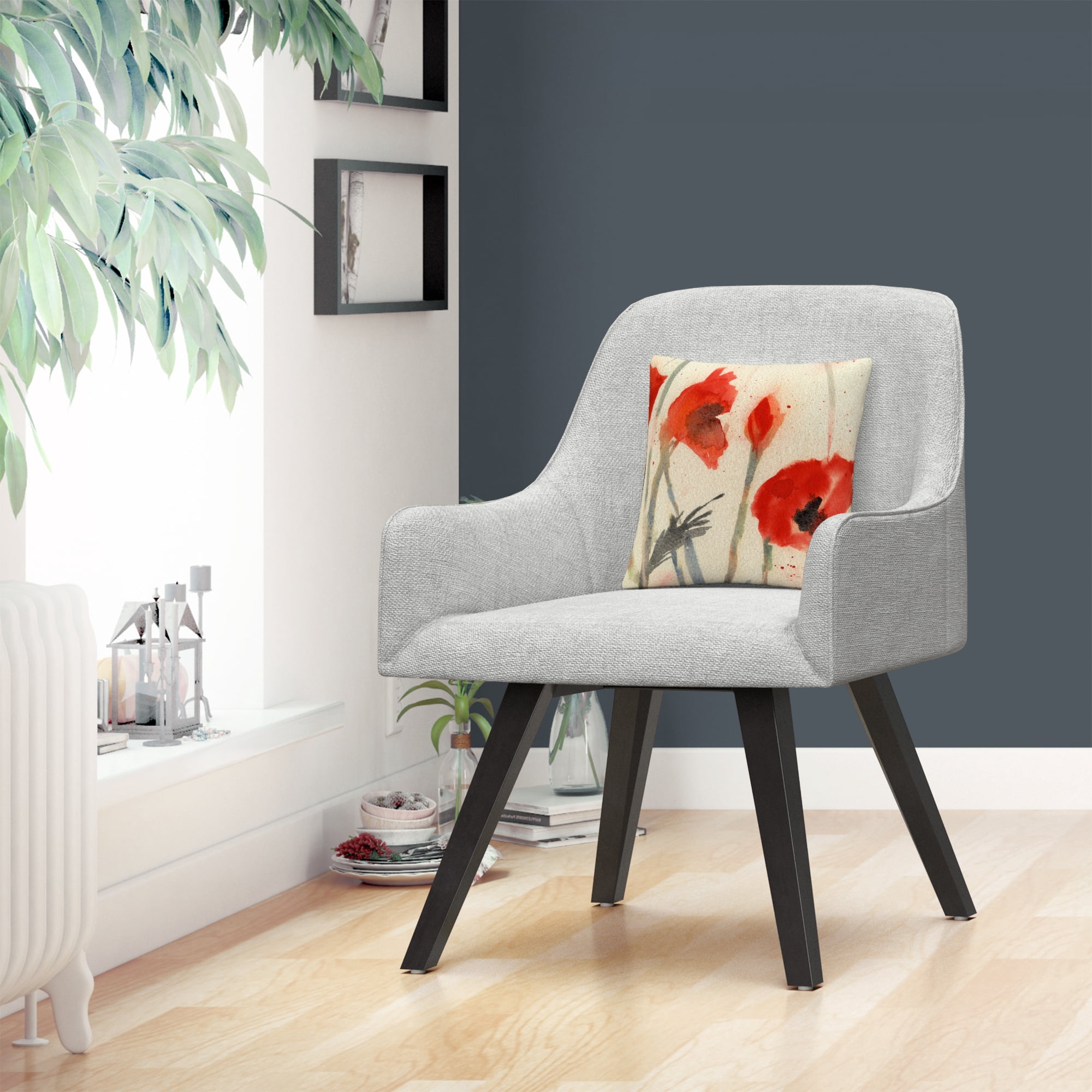 Red Poppy Light' Floral Abstract By Sheila Golden 16 X 16 Decorative Throw Pillow