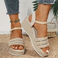 thumbnail image 2 of Rokment Womens Espadrilles Wedges Dressy Sandals Fashionable Casual Open Toe Platform Chunky High Heels Dress Summer Shoes for Ladies Woman Beach Vacation Silver Size 6, 2 of 6