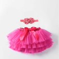 thumbnail image 2 of Mikilon Girls Half Skirt Sets Size 0 Month-2 Years Colorful Multi-Layered Elastic Waist Tulle Skirts Adorable Bow-Tied Skirts with Bow Headband, 2 of 3