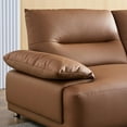 thumbnail image 3 of 5 Brown -leather Living Room - Curved With Superior Spring Cushion Feature 147.32'' Comfortable Construction, 3 of 6
