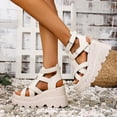 thumbnail image 5 of Platform Sandals for Women 2025 Punk Fashion Leather Roman Gladiator Chunky Wedge High Heels Summer Shoes, 5 of 8