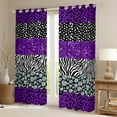 thumbnail image 2 of Leopard Print Curtains,Rustic Cheetah Zebra Texture Patchwork Curtains & Drapes Glitter Sequins Romantic 30%-50% Blackout Curtains,Purple Chic Window Curtains 52''Wx84''L, 2 of 6
