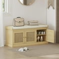 thumbnail image 7 of Demi Bonn 41" Shoe Storage Bench with Rattan Design , Adjustable Shelves & Cushion Comfort, Entryway Organizer for Home Decorators, Oak, 7 of 7