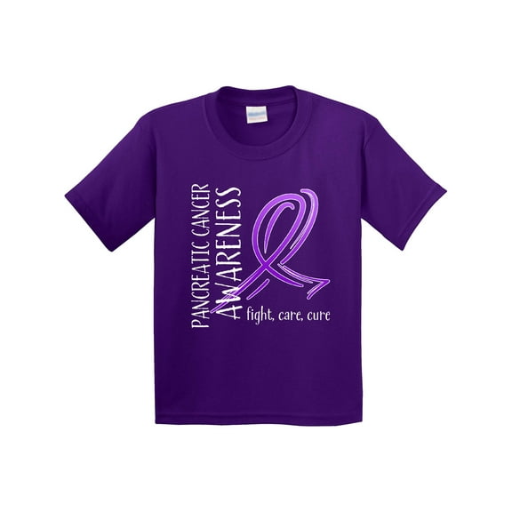 Inktastic Pancreatic Cancer Awareness Fight, Care, Cure Youth T-Shirt