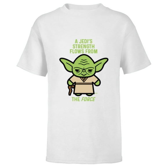 Star Wars Yoda Quote A Jedi’s Strength Flows from the Force - Short Sleeve T-Shirt for Kids - Customized-White