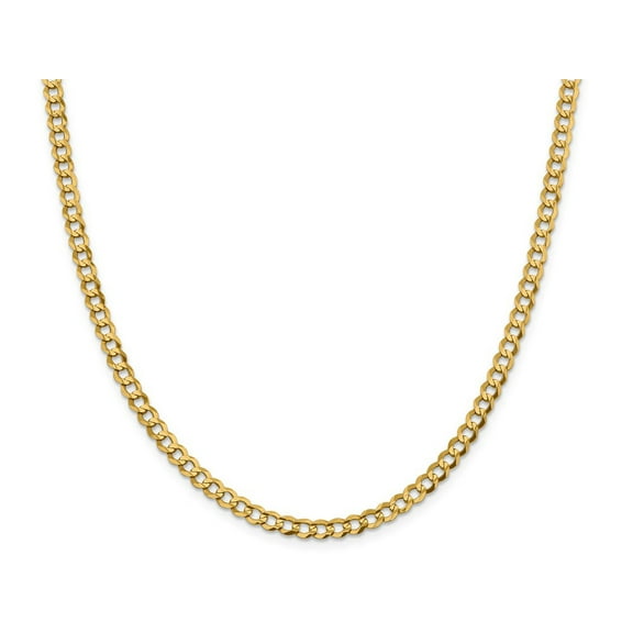 Primal Gold 14 Karat Yellow Gold 4.7mm Solid Polished Light Flat Cuban Chain