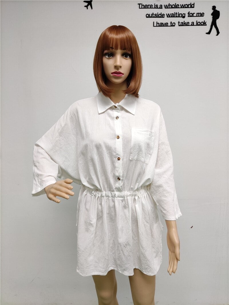 Womens Long Sleeve Crinkle Gauze Beach Tunic Coverup,V Neck Over Size  Resort Wear Button Down Shirt Dress For Women - Walmart.com