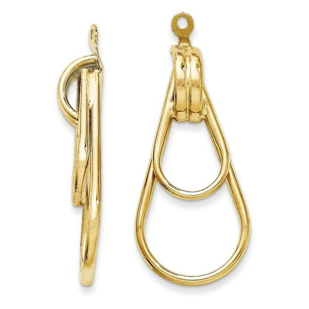 Double Teardrop Earrings - 14K Yellow Gold Polished Double Teardrop Earring Jackets (28mm x 12mm)
