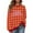 Orange, variant on Nmnitkp Womens Tops Christmas Vintage Plaid Printed Letter Printing Round-neck Casual Sporty Long-sleeved Fleece Sweatshirt Tops Red,L
