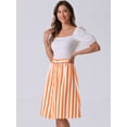 thumbnail image 2 of DARING DIVA Women's Striped Elastic Back Waist A-Line Midi Skirt X-Large Orange, 2 of 6
