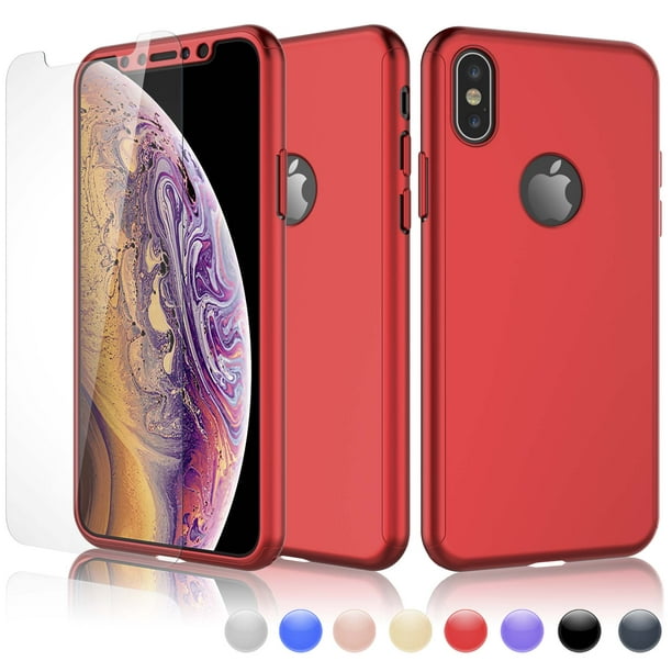 Cases for Apple iPhone XS Max / iPhone XS / iPhone XR / iPhone X, Njjex Ultra Thin Hard Slim Case Full Protective With Tempered Glass Screen Protector Case Cover -Red Walmart.com