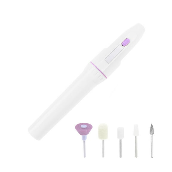 Soimiss Nail Polisher,Mini Portable Electric Nail File Nail Art Drill Kit for Home-White