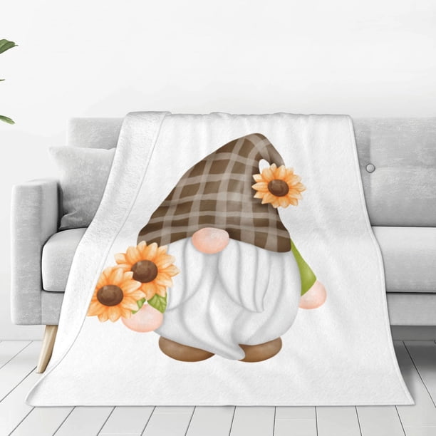 Balery Sunflower Gnomes 4 Manta de Felpa Suave y Acogedora – Cobija de Franela Aterciopelada para Cama, Lavable y Cálida para Sofá, Mascotas, Transpirable-40"x30"