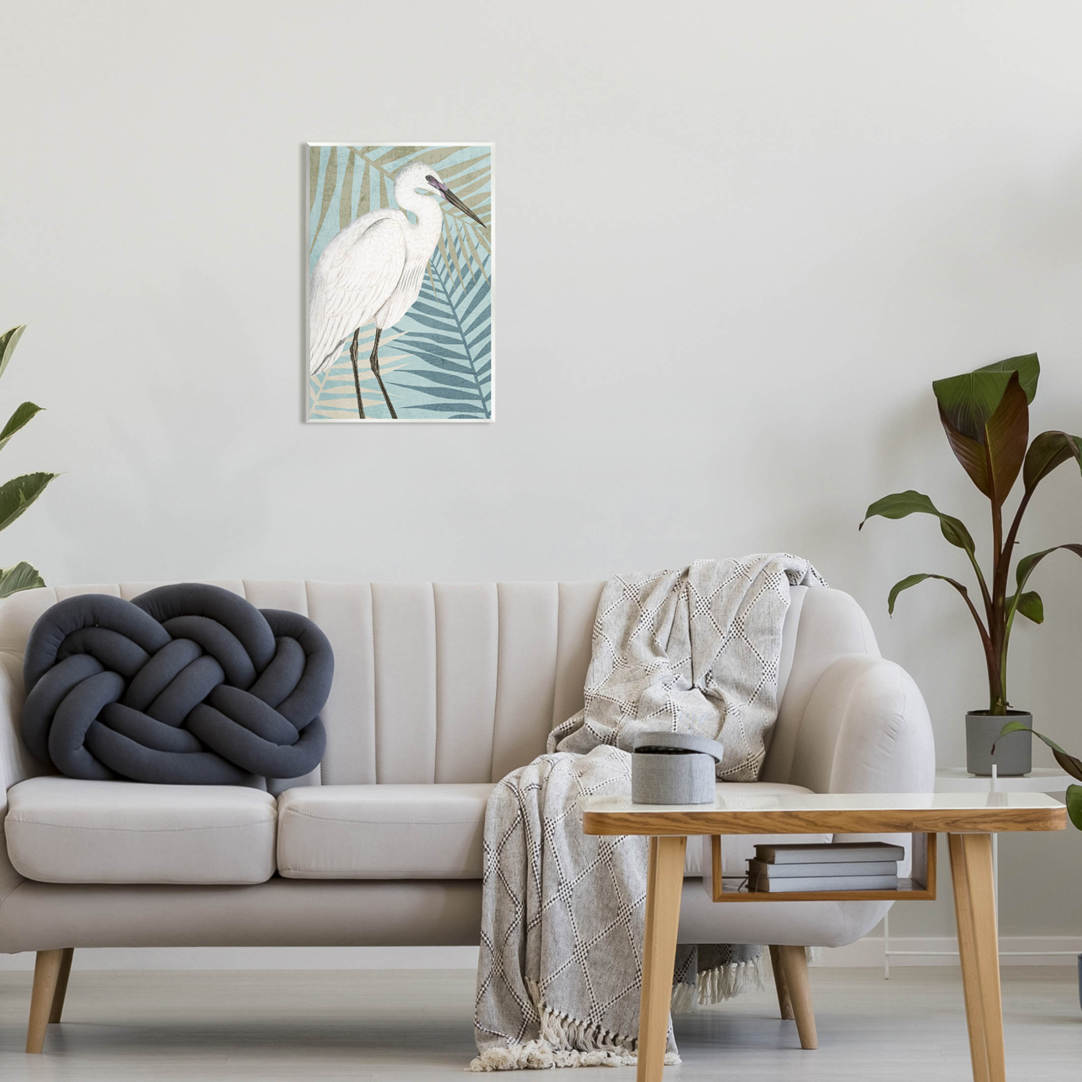 Tropical Egret Botanical Leaves Animals & Insects Graphic Art Unframed Art Print Wall Art