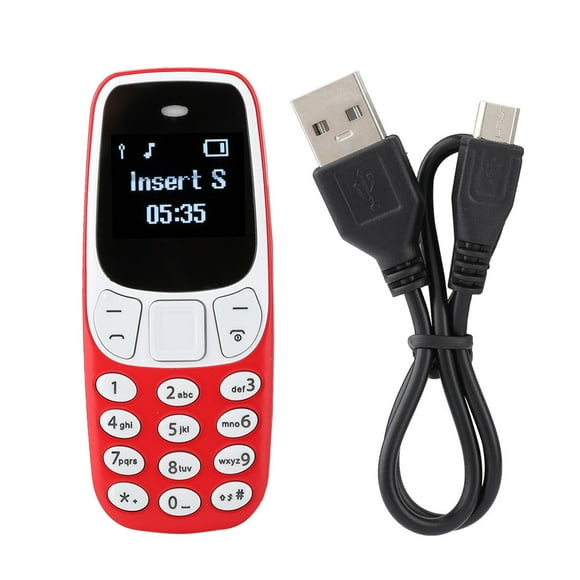 ZOUSSIQI Mini Bluetooth Dialer Phone Headset Small Cellphone Cellular Dual Card Dual Standby (Red) EL225#45546