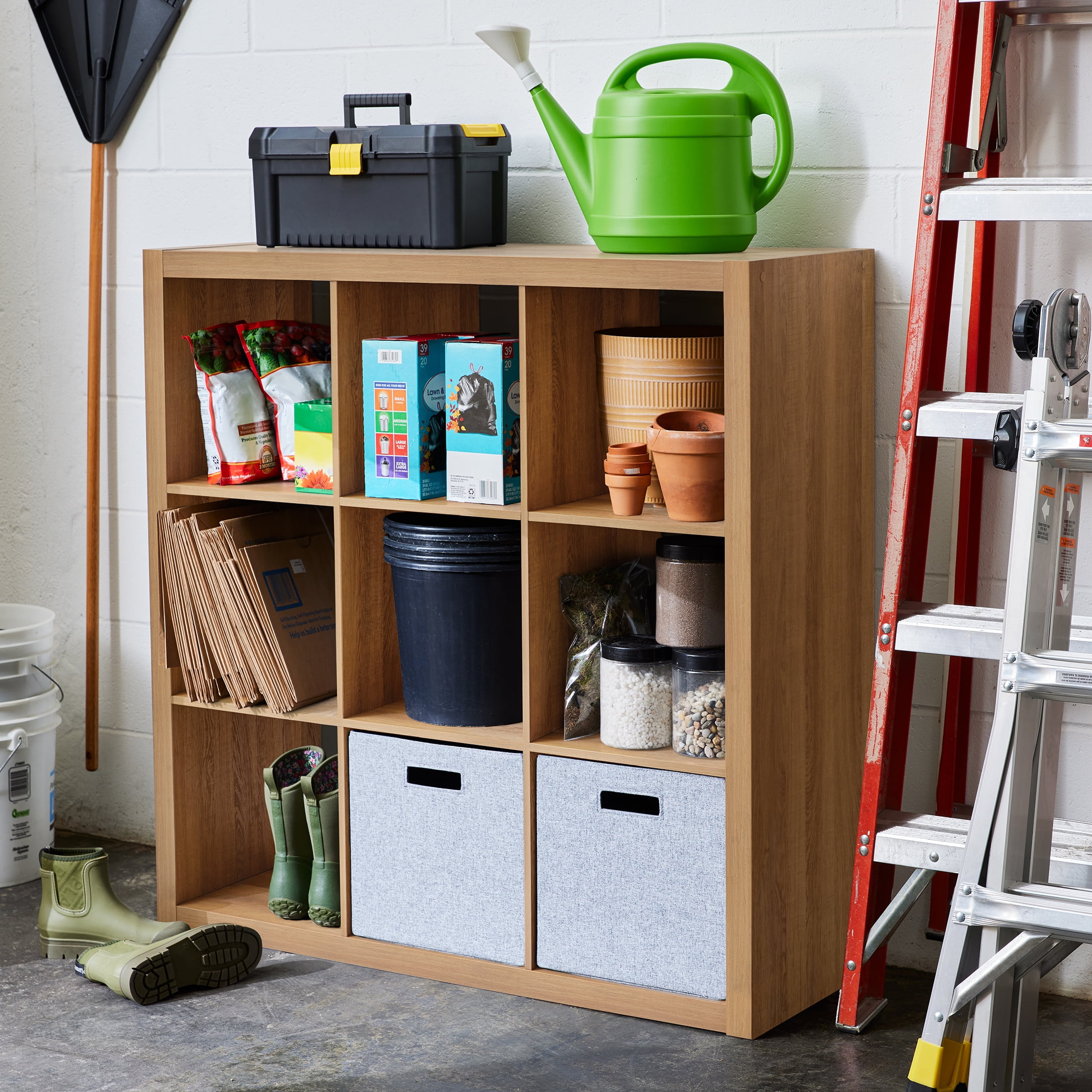 Better Homes & Gardens 9 Cube Storage Organizer, Light Honey
