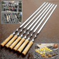 thumbnail image 1 of 6 Pcs Brochettes Plates en Acier Inoxydable pour Barbecue Extérieur Manche Long, 1 of 4