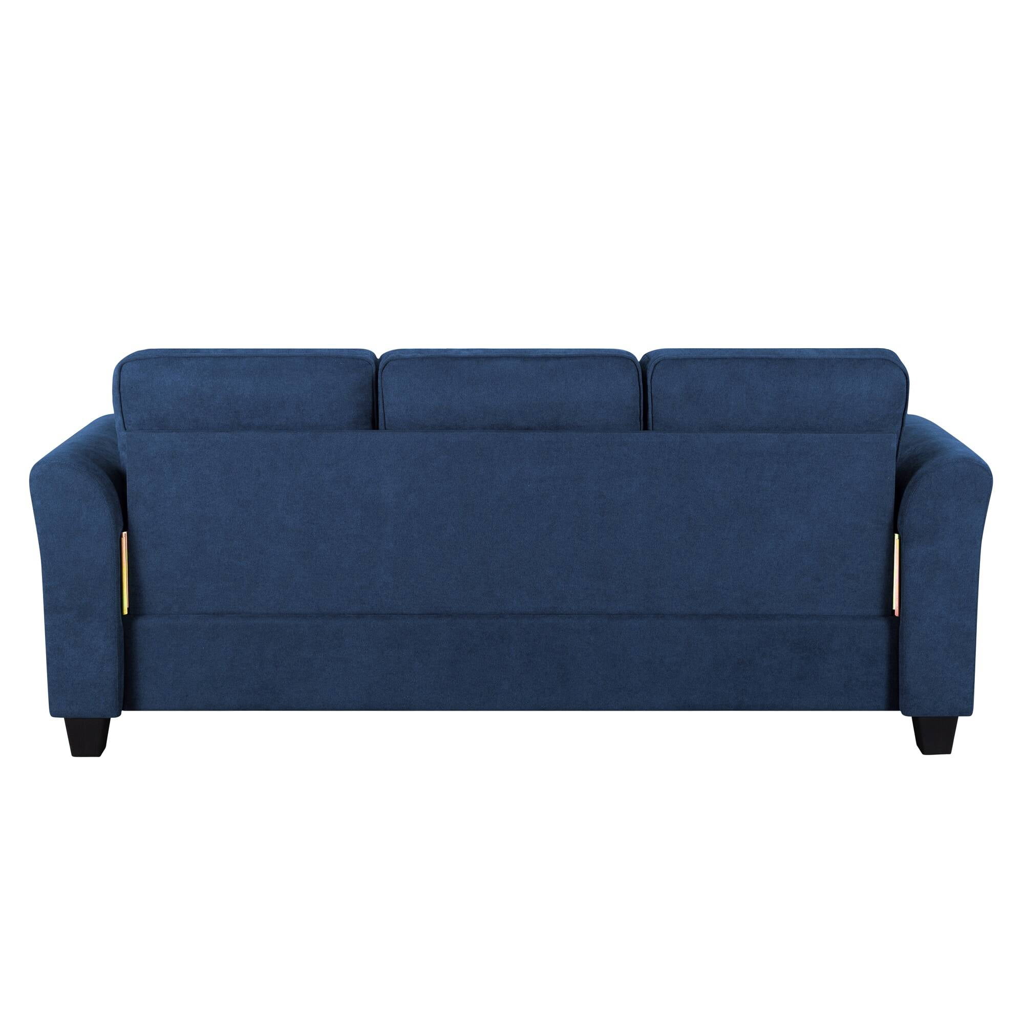 Modern 3 Seat Classic Modern Sofa with 2 Pillows, Tufted Upholsteres Couch with Rolled Arms and Nailhead Trim for Living Room, Apartment, Black