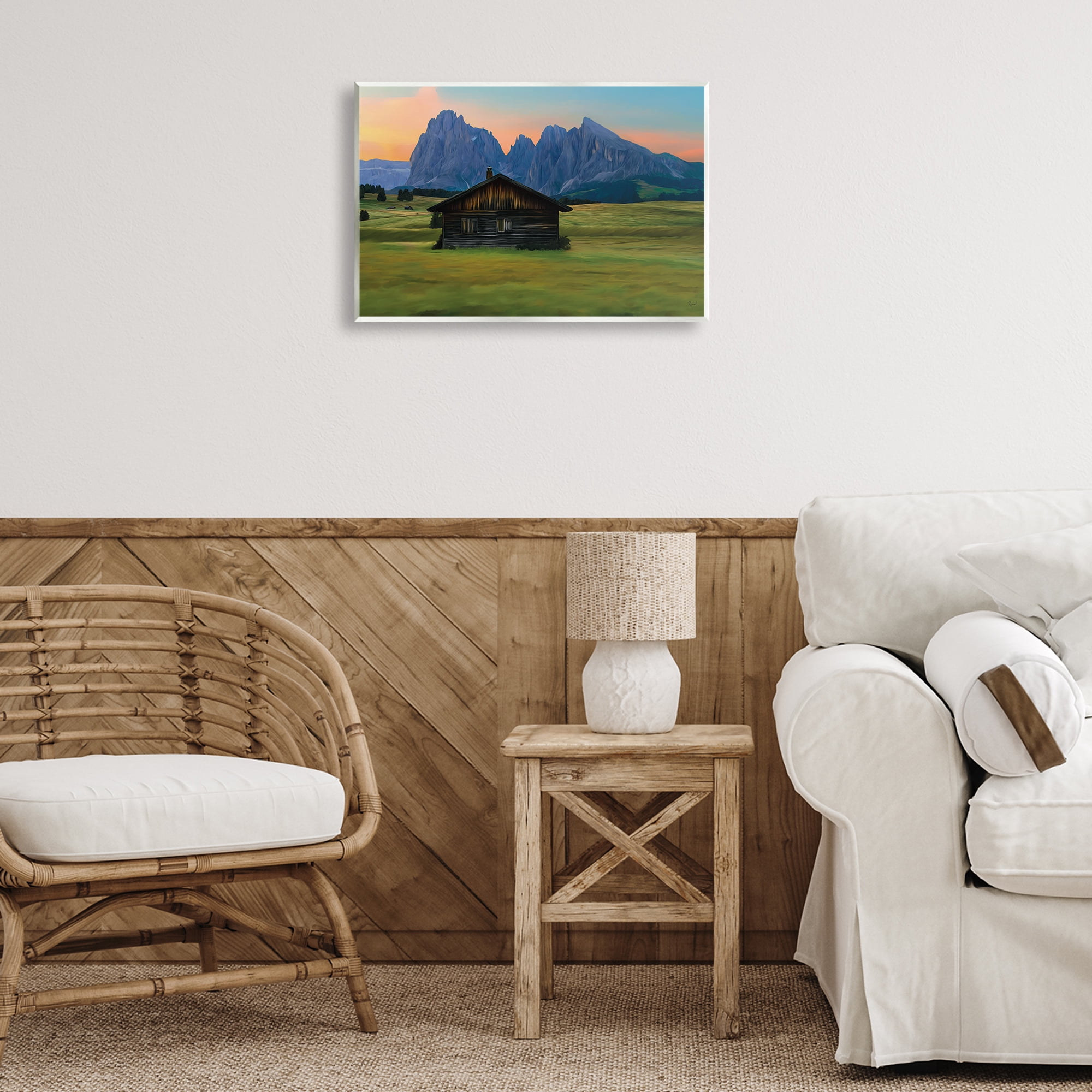 Stupell Industries Solitary Cabin with Looming Cliffs Wall Plaque Art, design by Renel Peters