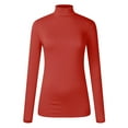 thumbnail image 4 of YDFCWXW Women's Long Sleeve Casual Lightweight Turtleneck Top Slim Fit Layer Shirts Red, M, 4 of 5