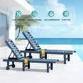 thumbnail image 3 of SERWALL Outdoor Chaise Lounge Set of 2, Adjustable Patio Chaise Lounge, HDPE Lounge Chair with Rolling Wheels & Cup Holder for Poolside, Blue, 3 of 7