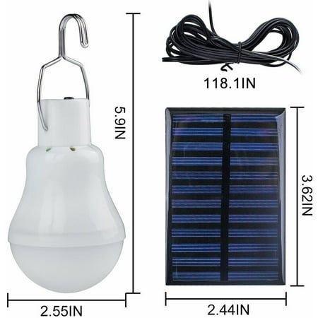 

2 Portable Solar Camping Light LED Solar Bulb Solar Emergency Lamp Light Garden Lantern Solar Lighting with Hook Bulb Panel for Camping Fishing Hiking Indoor [Energy Class