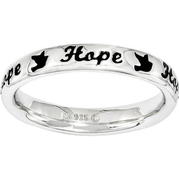 Sterling Silver Black Enamel Hope Ring