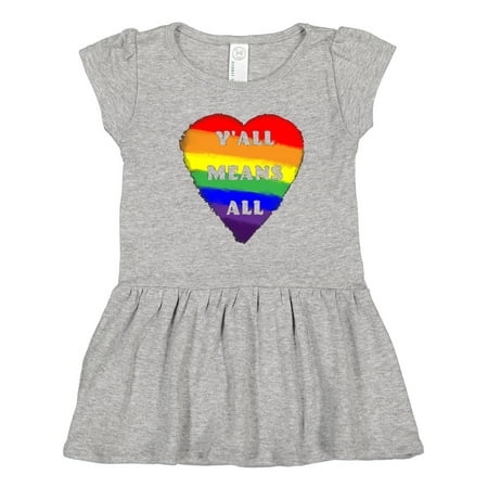

Inktastic Y all Means All Rainbow Pride Heart Gift Toddler Girl Dress