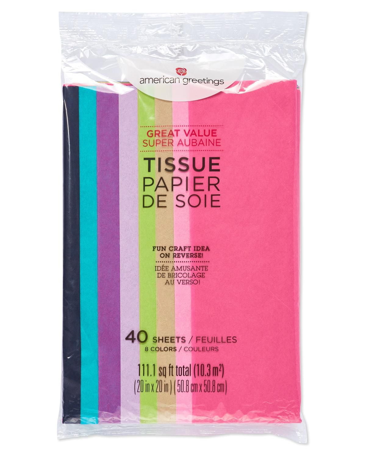 American Greetings 40 Sheets 20 in. x 20 in. Jewel Tone Tissue Paper for Birthdays, Holidays, and All Occasions