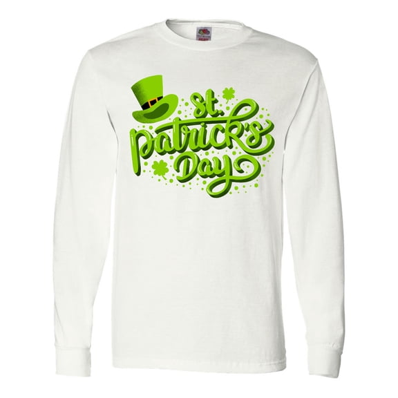 Inktastic St. Patrick's Day Hand Lettering with Green Top Hat Long Sleeve T-Shirt