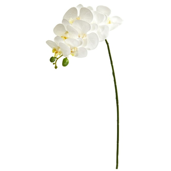 Nearly Natural 28in. Orchid Phalaenopsis Artificial Flower Stem (Set of 6), White