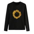 thumbnail image 3 of Dyfzdhu Womens Long Sleeve T Shirts Trendy Sunflower Graphic Tees Crew Neck Sweatshirt Tunic Tops Black, 3 of 3