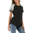 thumbnail image 3 of KingShop Womens T-shirts Short Sleeve Summer Tops Color Block Shirts Crew Neck T Shirt Top T-Shirt, 3 of 7