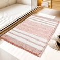 thumbnail image 6 of KOYPTL Bath Mats for Bathroom Non Slip Fluffy Absorbent Microfiber Bath Mat Washable Aesthetic Bathroom Rugs Small Jet Black Striped Bath Mat 24" x 16" Pink, 6 of 6