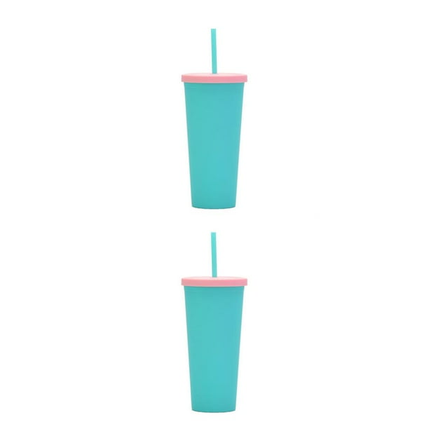 Inteprter Vaso de paja de plástico, botella de agua de té y café de estilo Simple, vaso de verano de oficina de gran capacidad esmerilado Type4 NO4