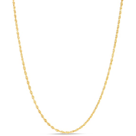 Floreo 10k Yellow Gold 2.5mm Solid Rope Chain Diamond Cut Necklace