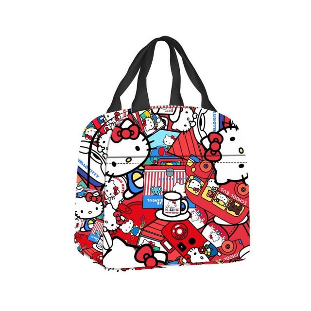 Bolsa de comida portátil HelloKitty Dibujos animados Lindo Hello Kitty Bolsa de almuerzo Bolsa de almuerzo aislada Bolsa de almuerzo para estudiantes