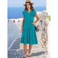 thumbnail image 5 of Womens Summer Dress Ruffle Sleeve V Neck Midi Dresses Tiered Boho Beach Sundress Blue S, 5 of 7