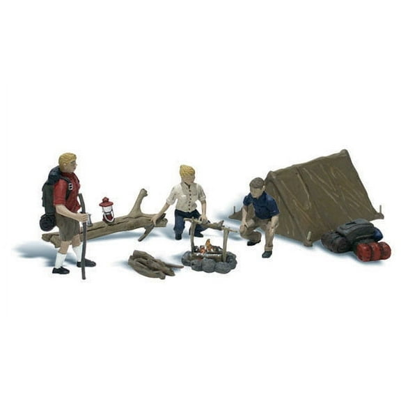 Campers (3) w/Tent & Accessories O Scale Woodland Scenics