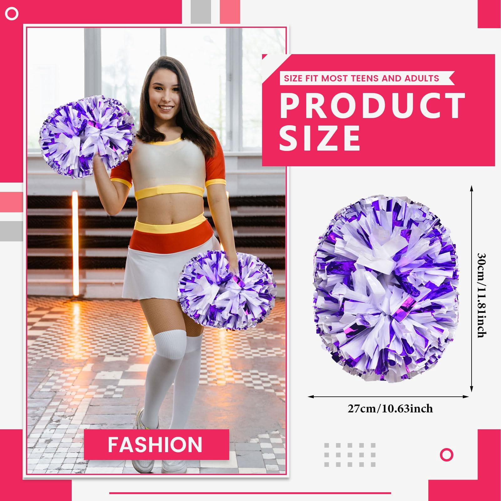 10 Pcs Cheerleading poms,pom poms Cheerleading with Handle Style Cheer Pom Pomsfor Dance, Matches, Team Spirit Sports