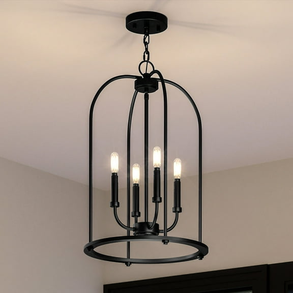 Luxury Modern Farmhouse Chandelier, 23H x 15W, with Coastal Style, Midnight Black, UHP3978 by Urban Ambiance